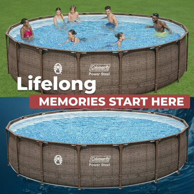 Coleman Power Steel 18 ft. x 48 in. Round Metal Frame Above Ground Pool Set