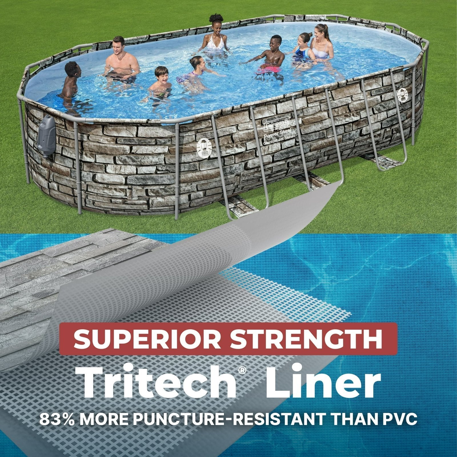 Coleman Power Steel 16′ x 10′ x 42″ Oval Above Ground Pool Set