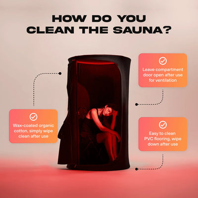 The Pod Company Sauna Pod 2.0 Portable 185°F Dry Heat Sauna with Natural Cotton and Red Light