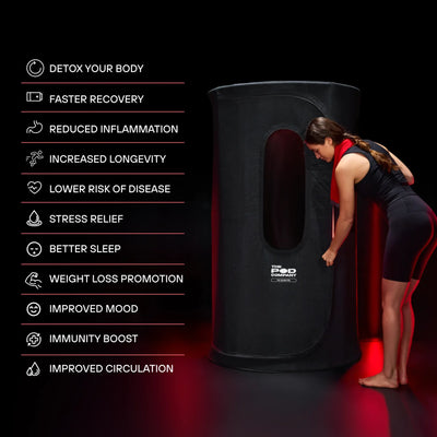 The Pod Company Sauna Pod 2.0 Portable 185°F Dry Heat Sauna with Natural Cotton and Red Light