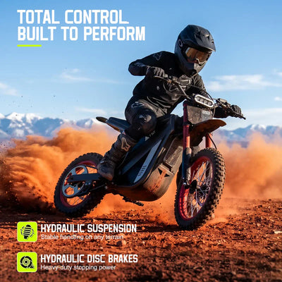 TST GT63 Electric Dirt Bike, 2400W Brushless Hub Motor, 45 MPH Top Speed, 48V 22.5Ah Battery with 50 Mile Range, 210Nm Torque, Front Hydraulic Suspension