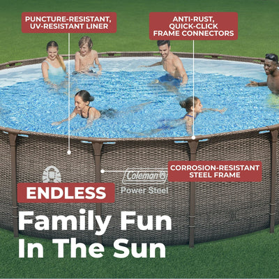 Coleman Power Steel 18 ft. x 48 in. Round Metal Frame Above Ground Pool Set