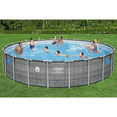 Coleman Power Steel 22’x52” Metal Frame Above Ground Pool w/ Pump, Ladder, & Cover, Gray