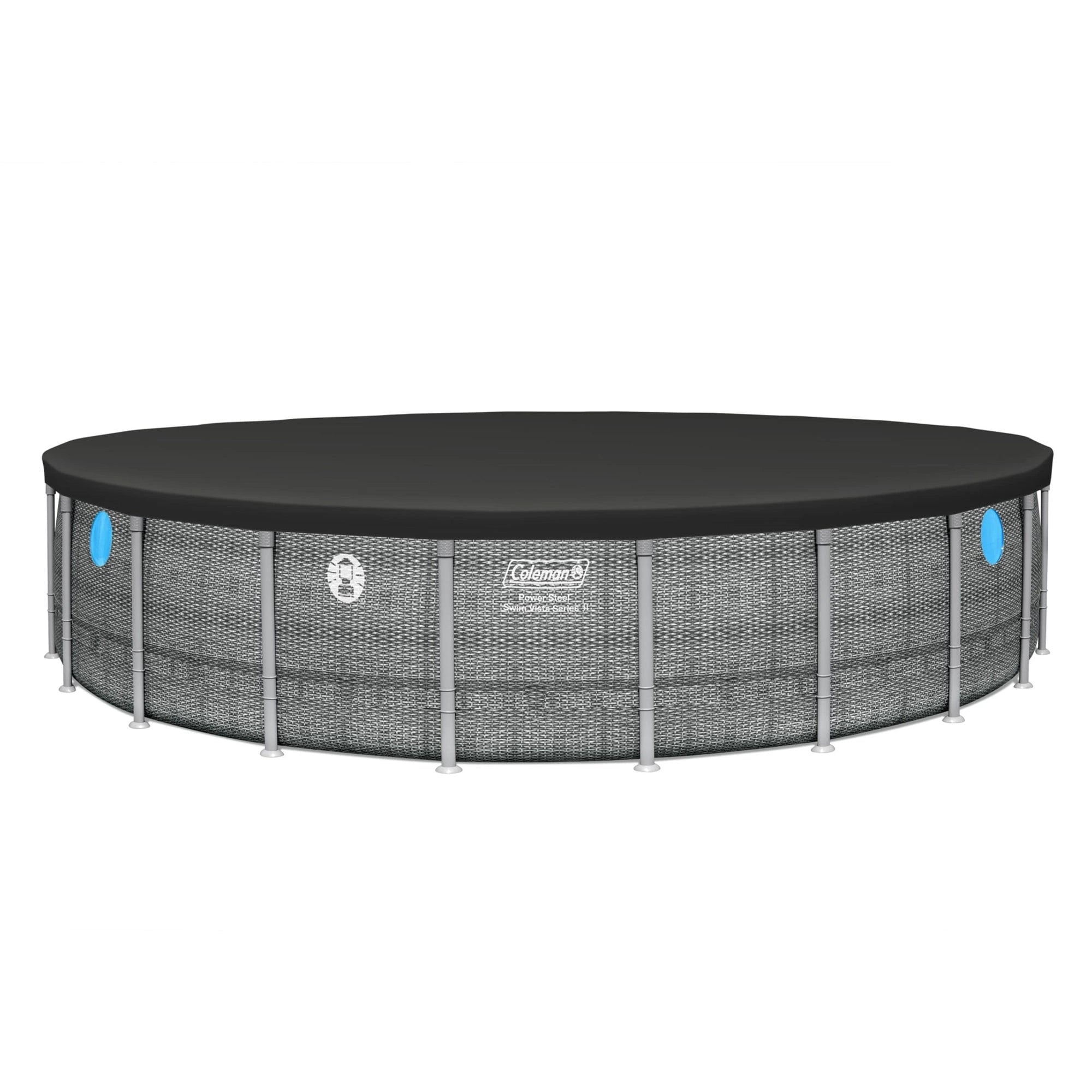Coleman Power Steel 22’x52” Metal Frame Above Ground Pool w/ Pump, Ladder, & Cover, Gray