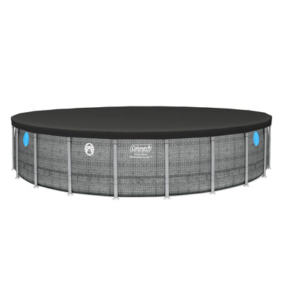 Coleman Power Steel 22’x52” Metal Frame Above Ground Pool w/ Pump, Ladder, & Cover, Gray