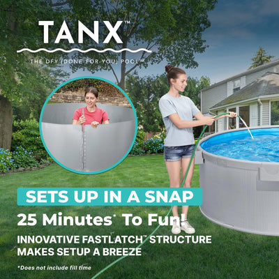 Bestway TANX 6′ x 24″ Round Above Ground Stock Tank Metal-Walled Above Ground Pool, All-in-One Set