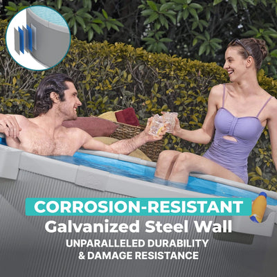 Bestway TANX 6′ x 24″ Round Above Ground Stock Tank Metal-Walled Above Ground Pool, All-in-One Set