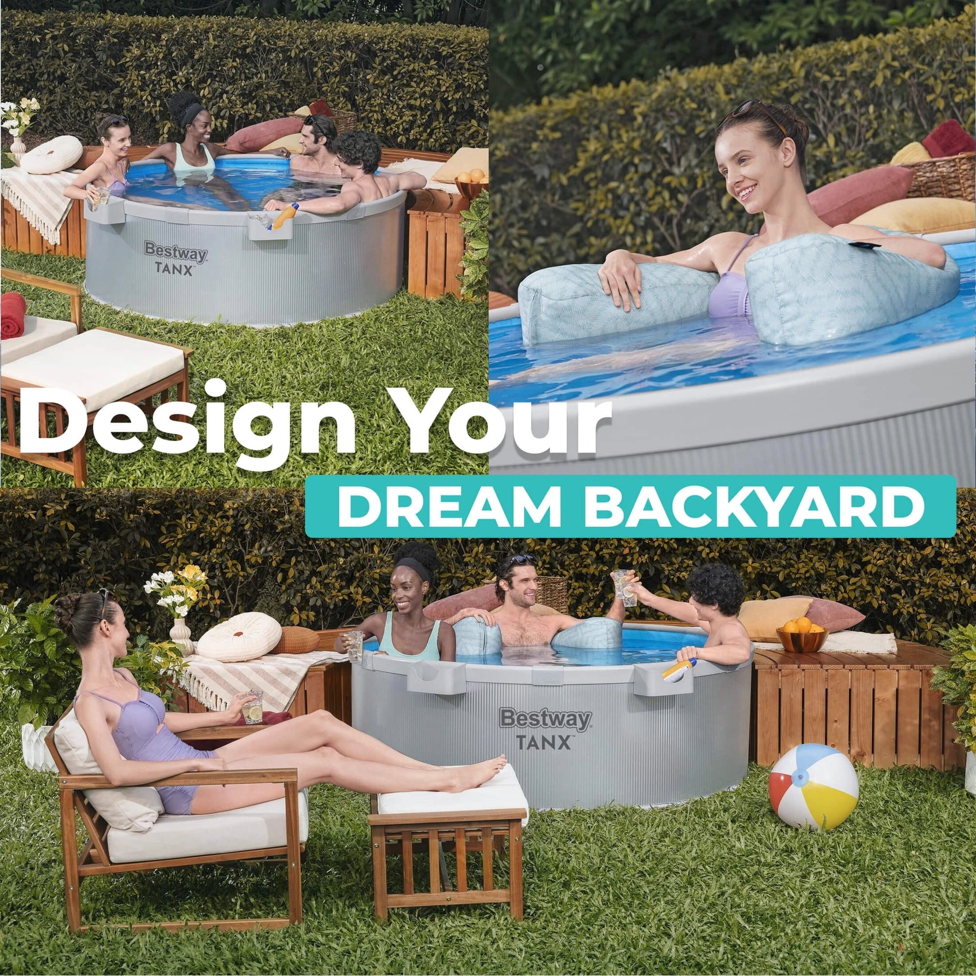 Bestway TANX 6′ x 24″ Round Above Ground Stock Tank Metal-Walled Above Ground Pool, All-in-One Set