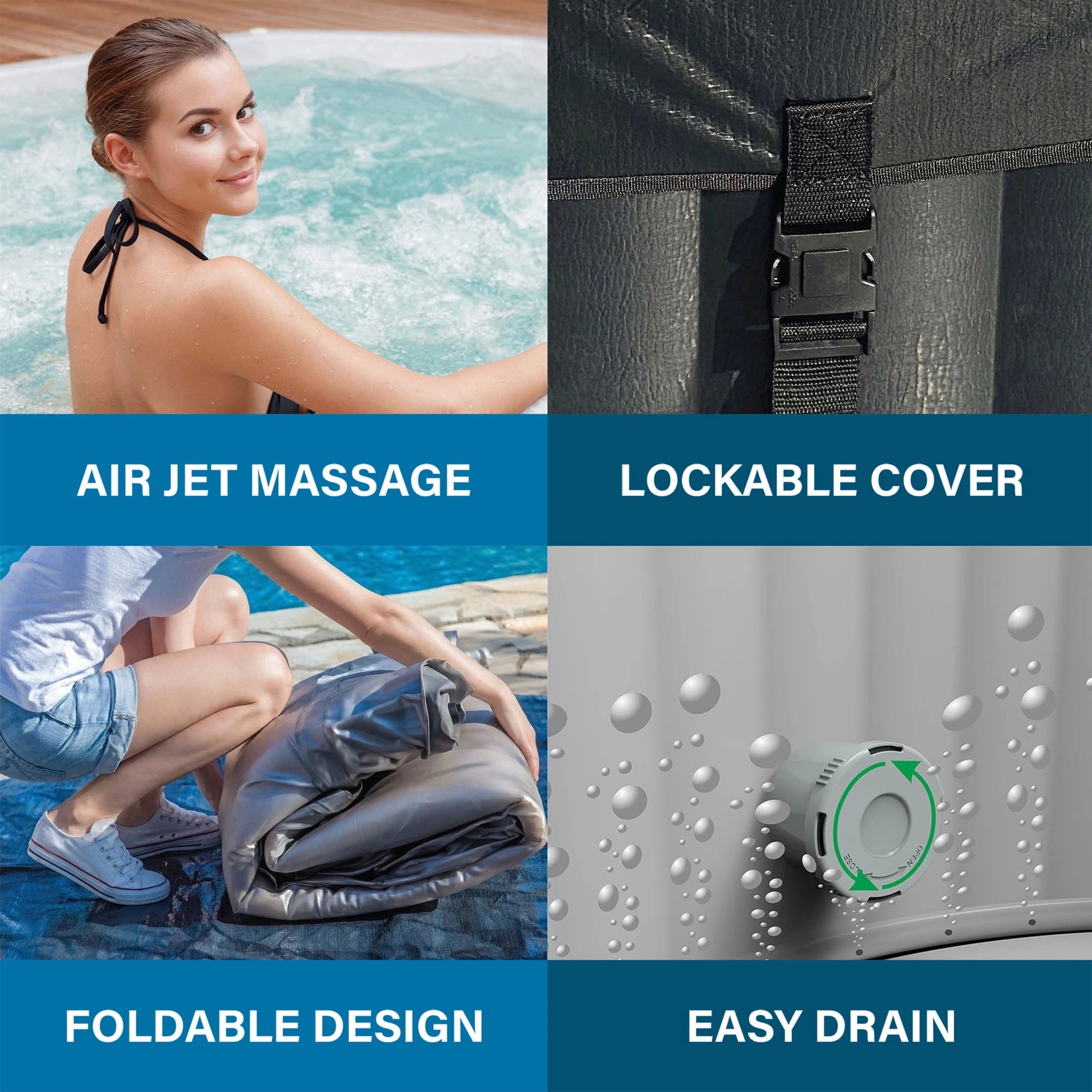 Avenli Oasis 2-3 Person Inflatable Hot Tub Spa + Cover, Rapid Heating up to 104°F, 105 Water Jets, 181 gal Capacity