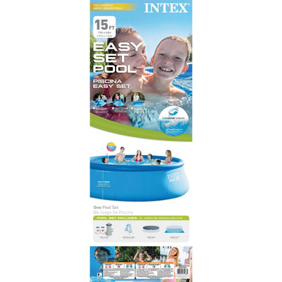 Intex 15ft x 48in Easy Swimming Pool Kit w/ 1000 GPH GFCI Filter Pump 26167EH