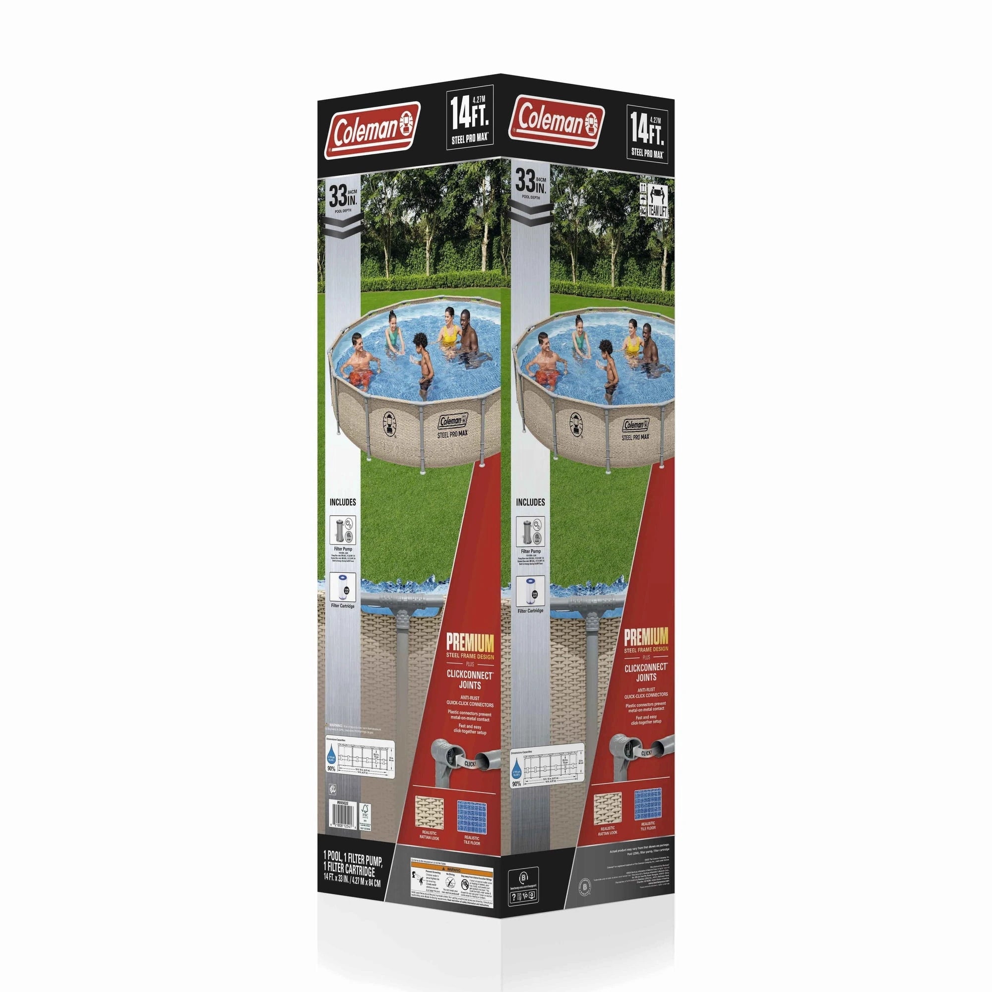 Coleman Steel Pro Max 14′ x 33″ Round Metal Frame Above Ground Pool Set