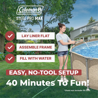 Coleman Steel Pro Max 14′ x 33″ Round Metal Frame Above Ground Pool Set