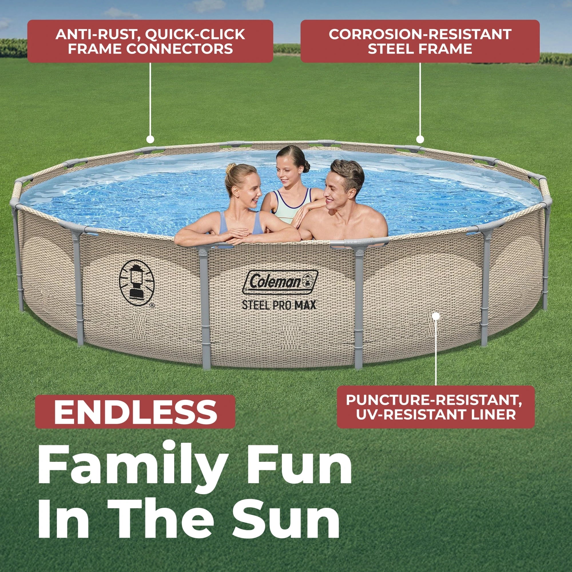 Coleman Steel Pro Max 14′ x 33″ Round Metal Frame Above Ground Pool Set