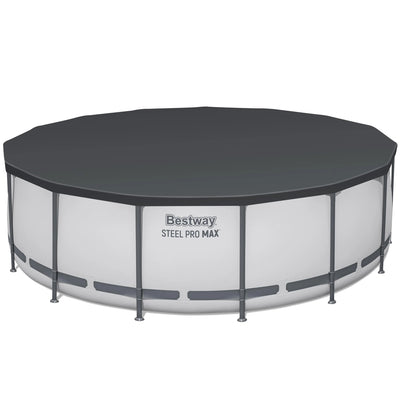 Bestway Steel Pro MAX 15′ x 48″ Prismatic Stone Pool Set| Durable Construction, Easy Assembly, and All-Inclusive Accessories – above ground pool set with filter pump, ladder, and pool cover