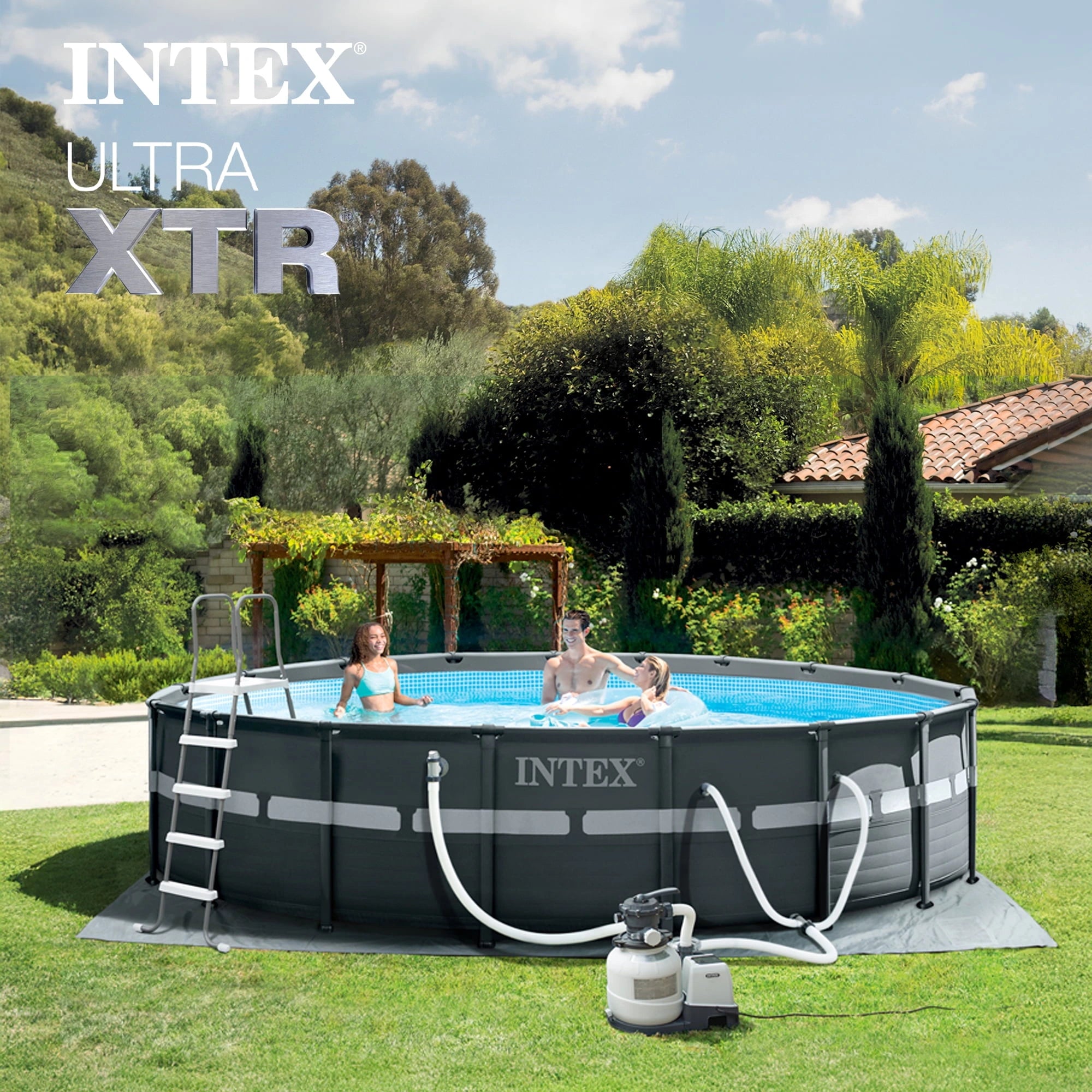 INTEX Ultra XTR 18ft x 52in Round Above Ground Pool Set, Sand Filter Pump