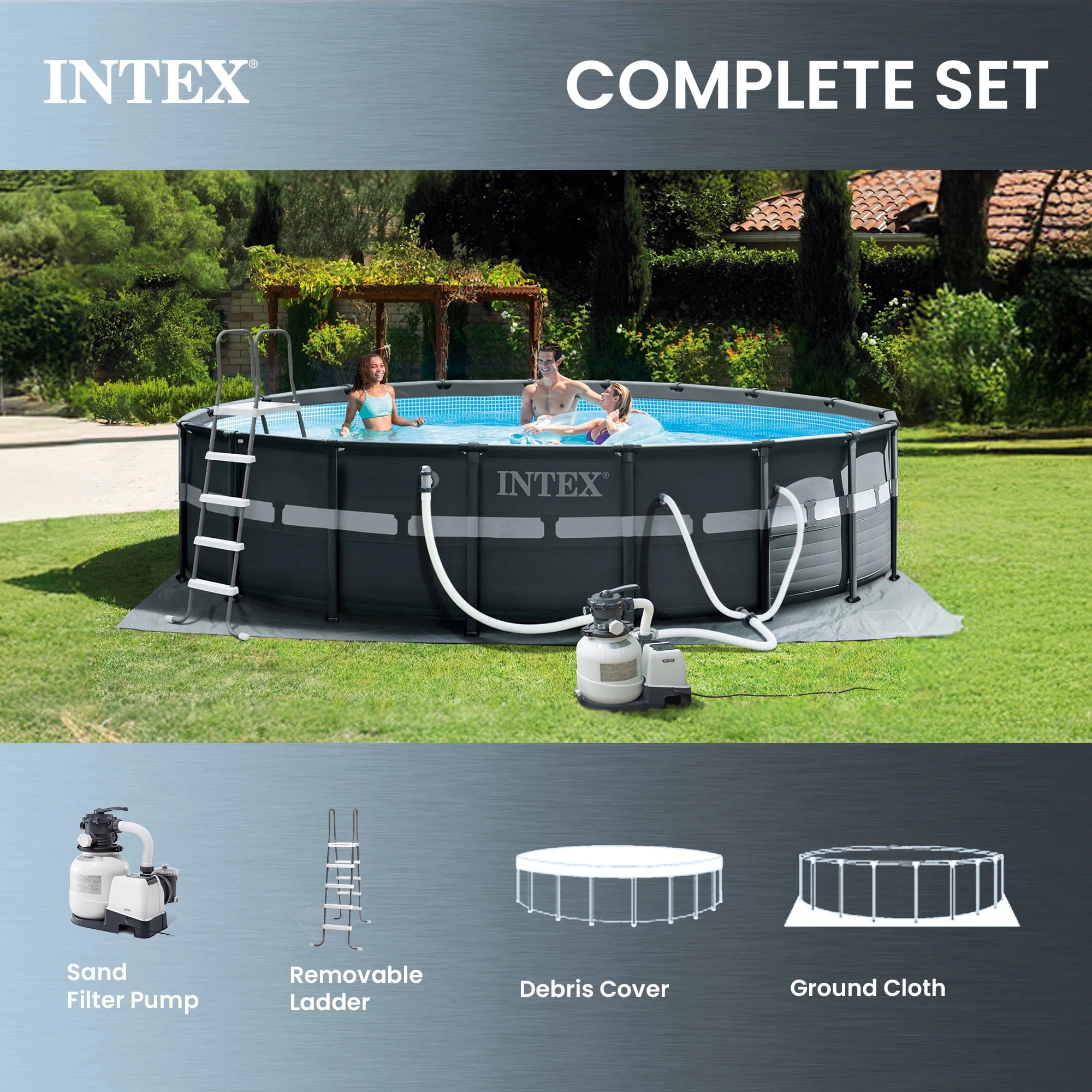 INTEX Ultra XTR 18ft x 52in Round Above Ground Pool Set, Sand Filter Pump