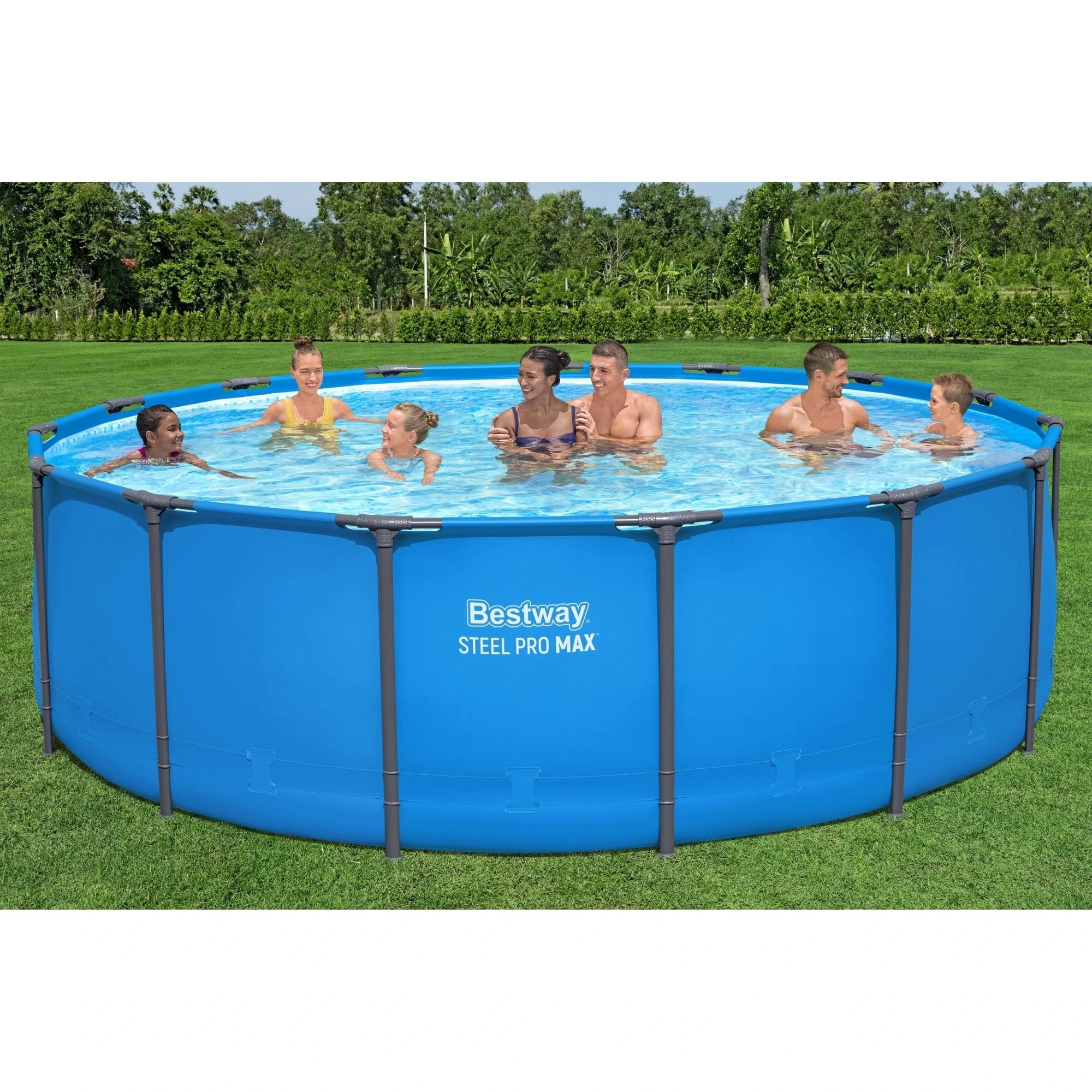 Bestway Steel Pro MAX 15′ x 48″ Round Above Ground Swimming Pool & Pool Ladder