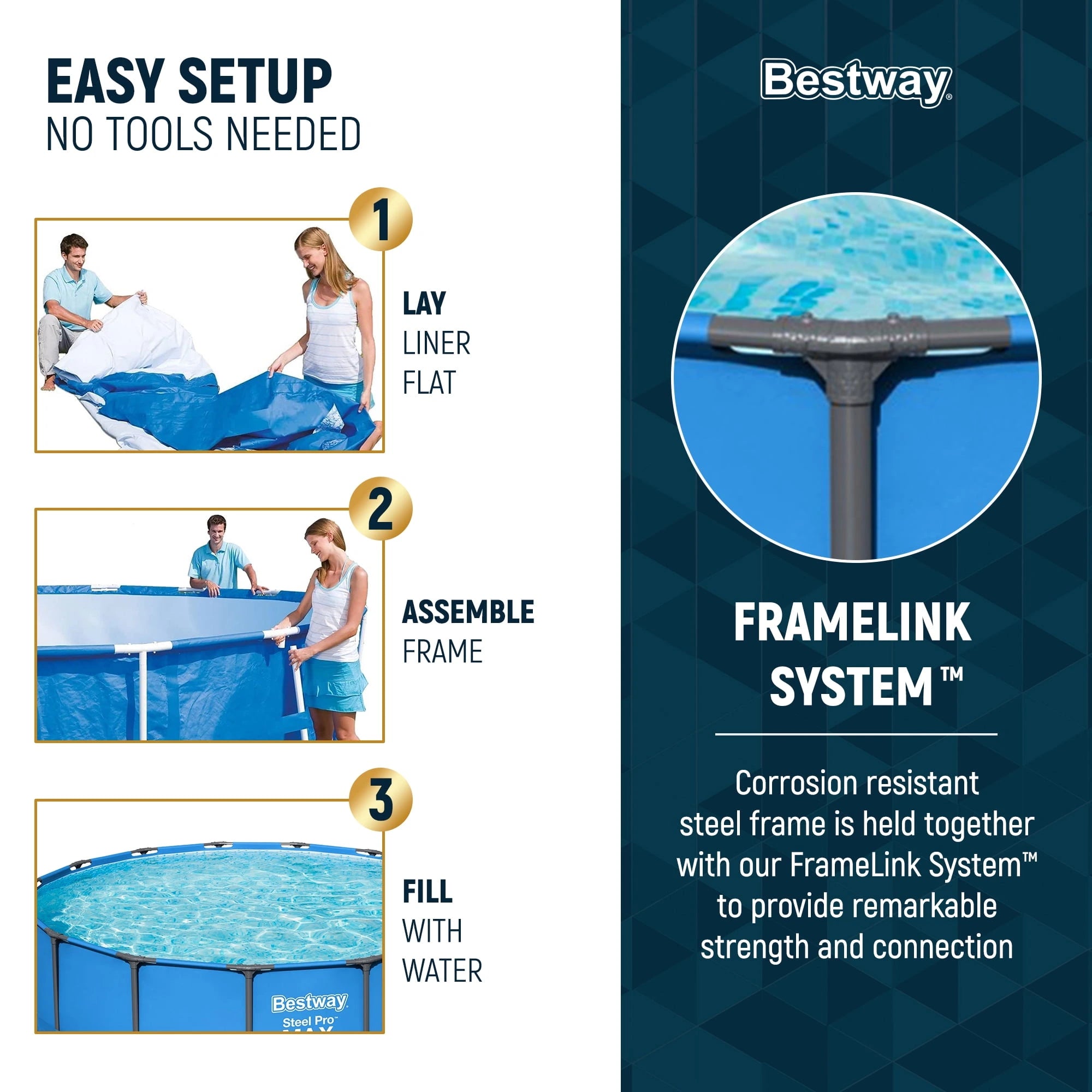 Bestway Steel Pro MAX 15′ x 48″ Round Above Ground Swimming Pool & Pool Ladder