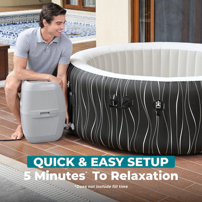 Bestway SaluSpa Hollywood Luxe 4-6 Person Inflatable Hot Tub, Round Energy-Efficient Spa, 77″ x 26″