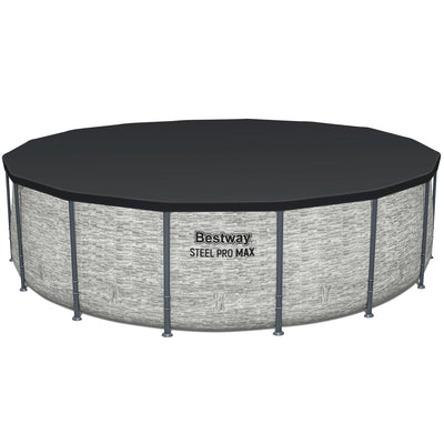 Bestway: Steel Pro MAX – 16′ x 48″, Grey -Round Above Ground Swimming Pool Set, ClickConnect Frame, Tritech, Filter Pump-Ladder-Cover, 5145 Gal Water