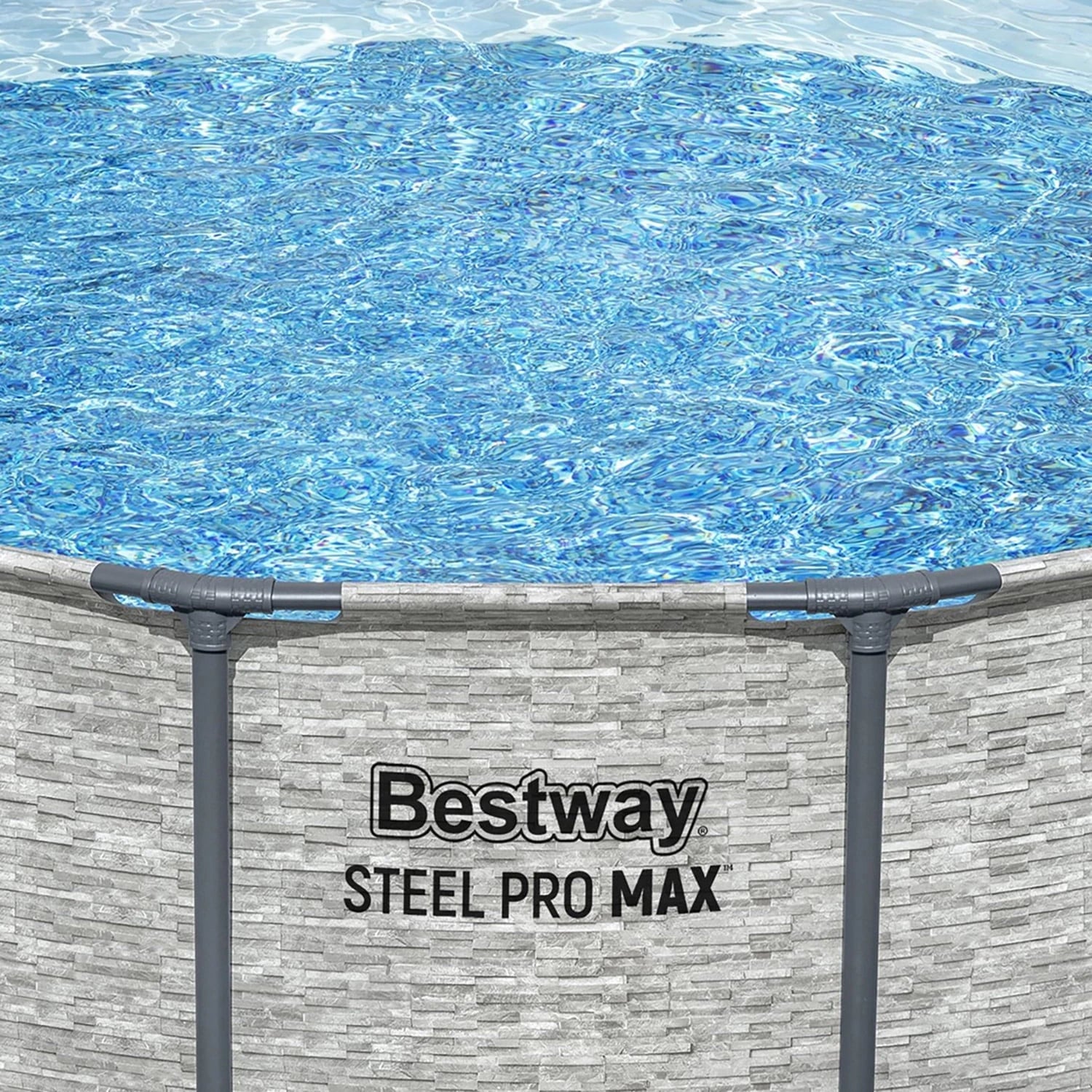 Bestway: Steel Pro MAX – 16′ x 48″, Grey -Round Above Ground Swimming Pool Set, ClickConnect Frame, Tritech, Filter Pump-Ladder-Cover, 5145 Gal Water