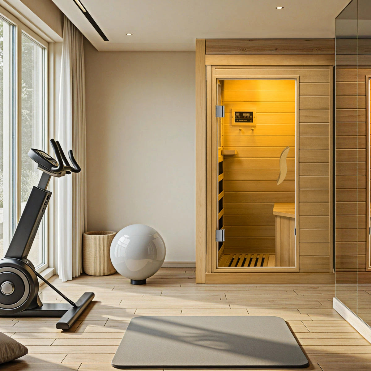 HomeMiYN Far Infrared Wood Sauna Box ,traditional Sauna Room Indoor Home Spa Low-emf Dry Saunas Single Person Spa Canada Hemlock,nature