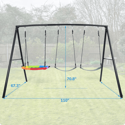 Klo Kick Metal Swing Set with 3 Swings