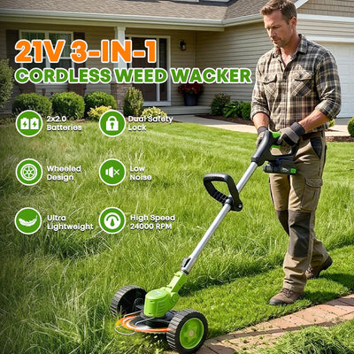 IToolMax 3 In 1 Cordless Grass Trimmer, Weed Eater and Edger
