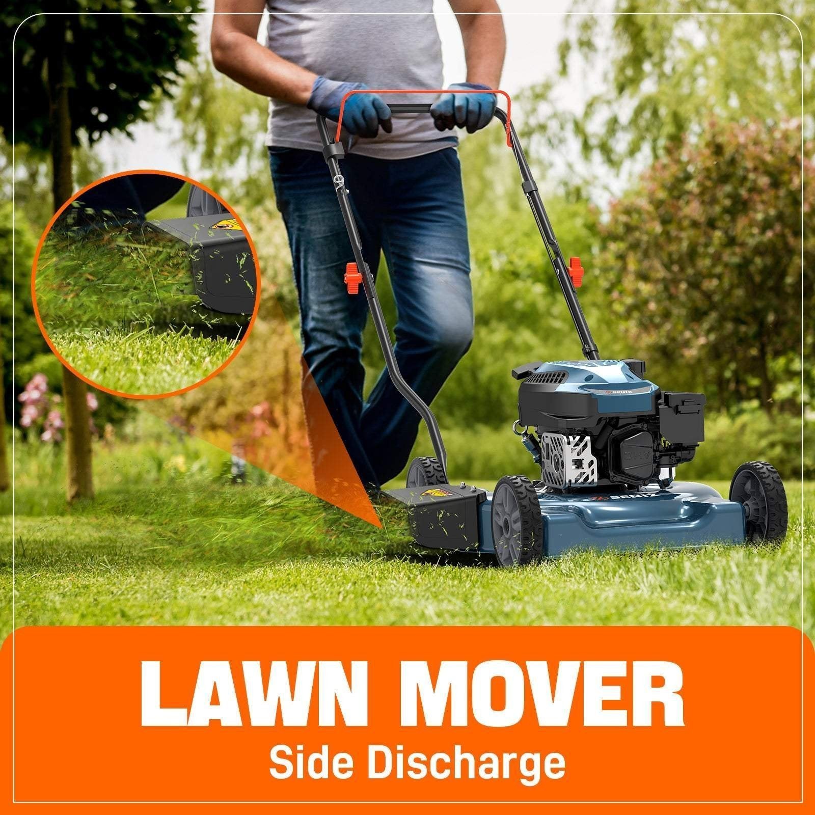Senix 20″ 144cc 4-Cycle Gas Push Lawn Mower with Side Discharge LSPG-L4