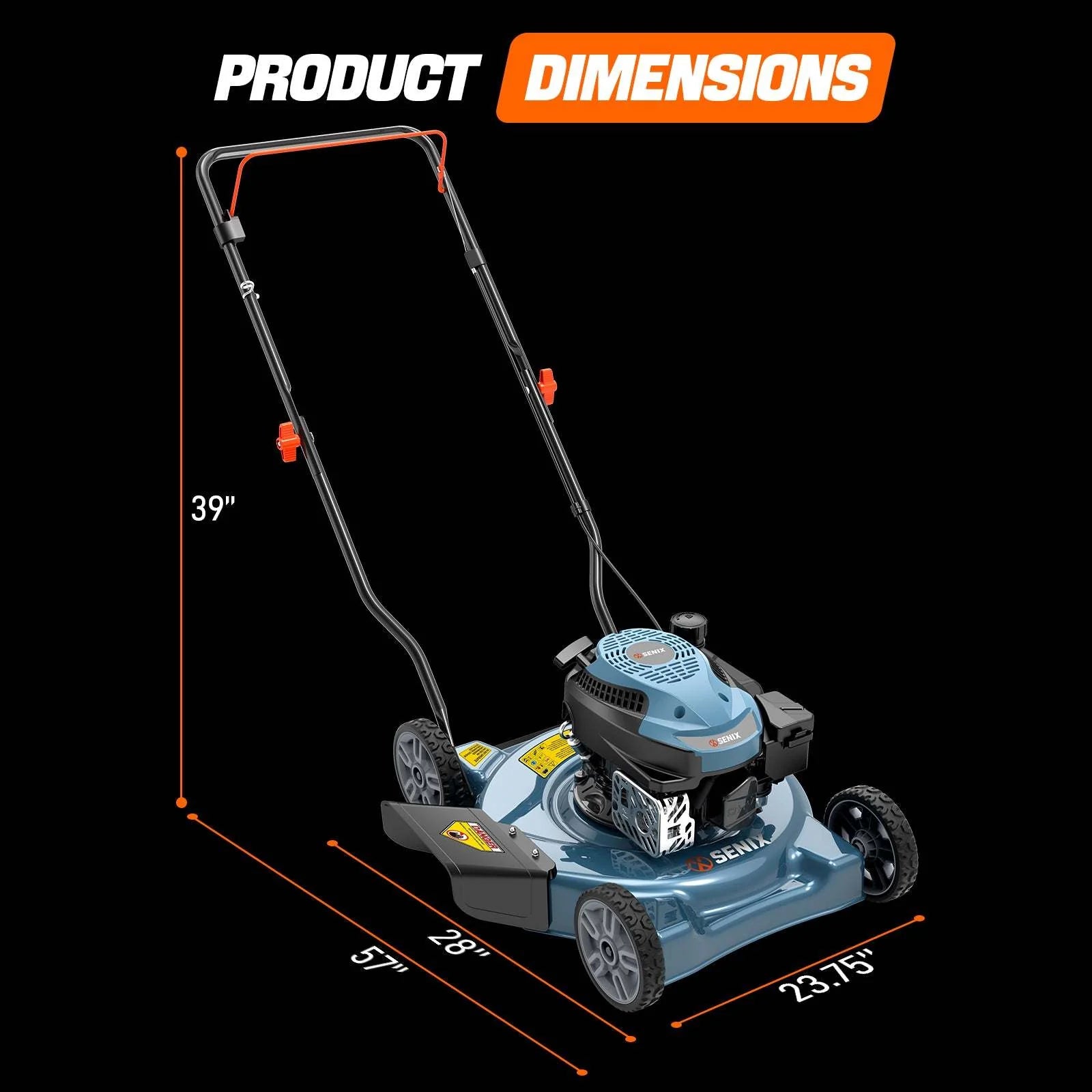 Senix 20″ 144cc 4-Cycle Gas Push Lawn Mower with Side Discharge LSPG-L4