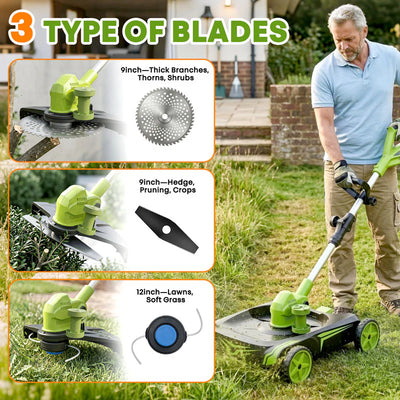 IToolMax 12-Inch Electric Weed Wacker & Eater with Detachable 4-Wheel Base