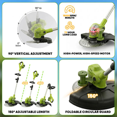 IToolMax 12-Inch Electric Weed Wacker & Eater with Detachable 4-Wheel Base