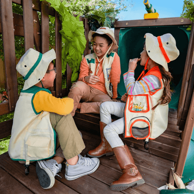 Ranger Retreat Wooden Swing Set/Playset with Tent, Tube Slide and 3-Swings