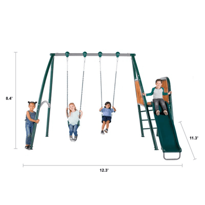 Sportspower Alta Oaks 10′ Heavy Duty Swing Set with Lifetime Warranty on 6′ Double Wall Slide