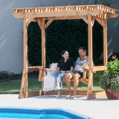 Backyard Discovery Callahan Cedar Wood Outdoor Pergola Swing Bench