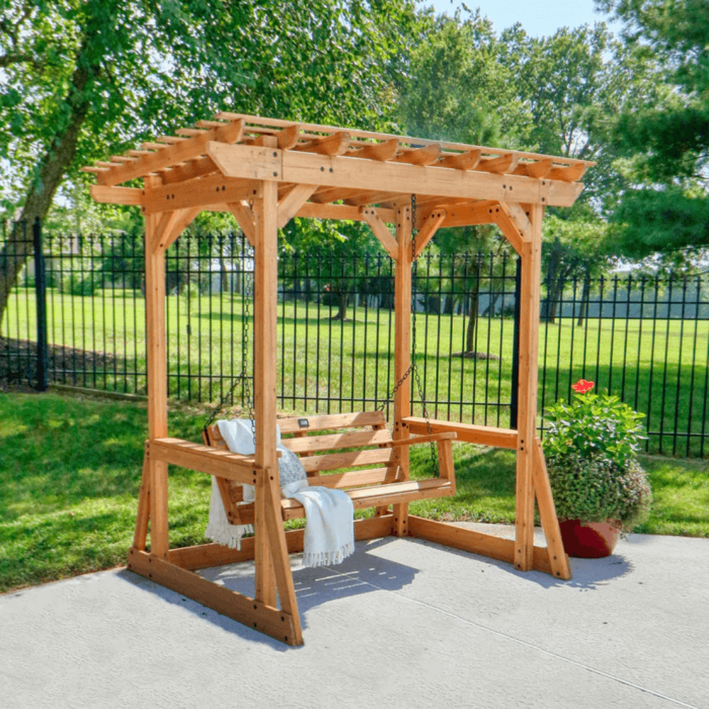 Backyard Discovery Callahan Cedar Wood Outdoor Pergola Swing Bench