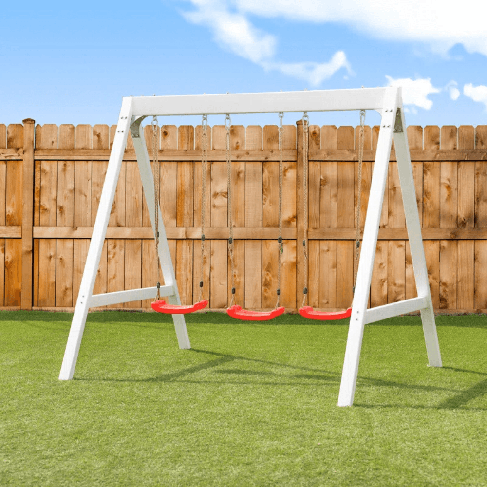 Sports power Vinyl-Covered Wood Swing Set – Classic & Durable for Outdoor Fun