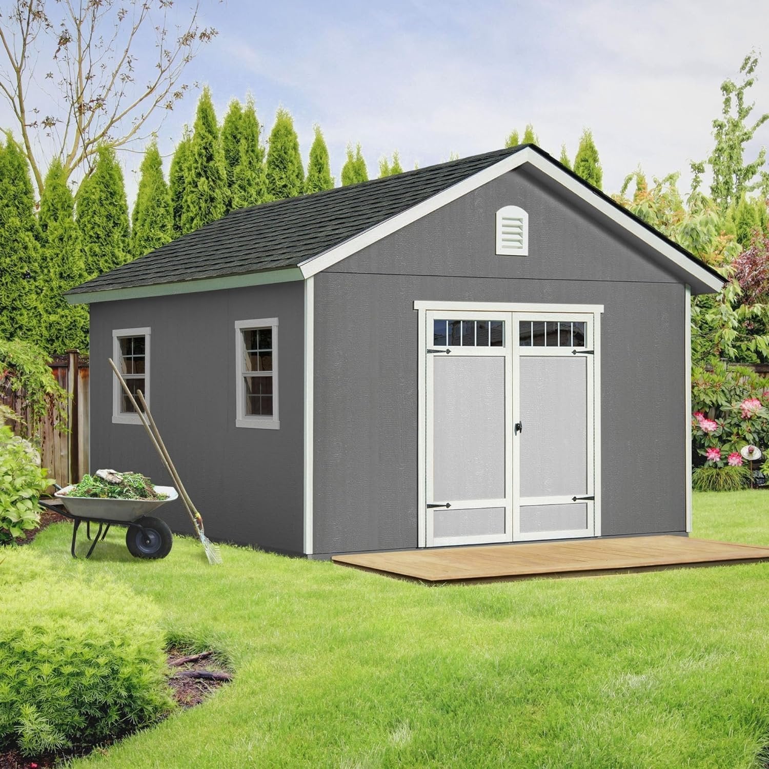 Handy Home Products Scarsdale 12×16 Do-it-Yourself Wooden Storage Shed with Floor