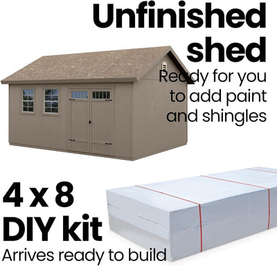 Handy Home Products Scarsdale 12×16 Do-it-Yourself Wooden Storage Shed with Floor