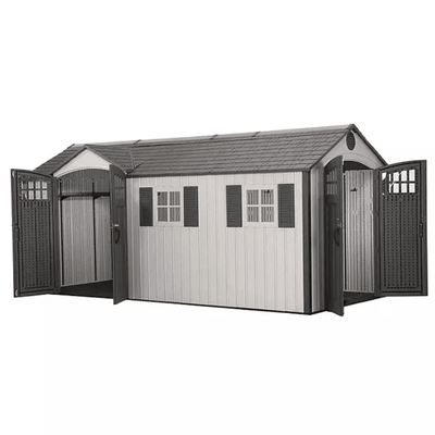 Lifetime 8′ x 17.5′ Outdoor Storage Shed Dual Entry, Tan