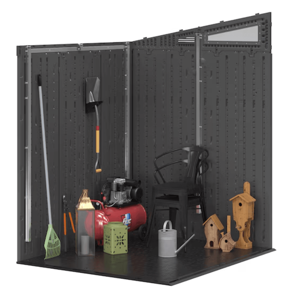 Suncast 6-Feet x 4-Feet Modernist Lean-to Resin Storage Shed (Floor Included) in Gray | BMS6583T
