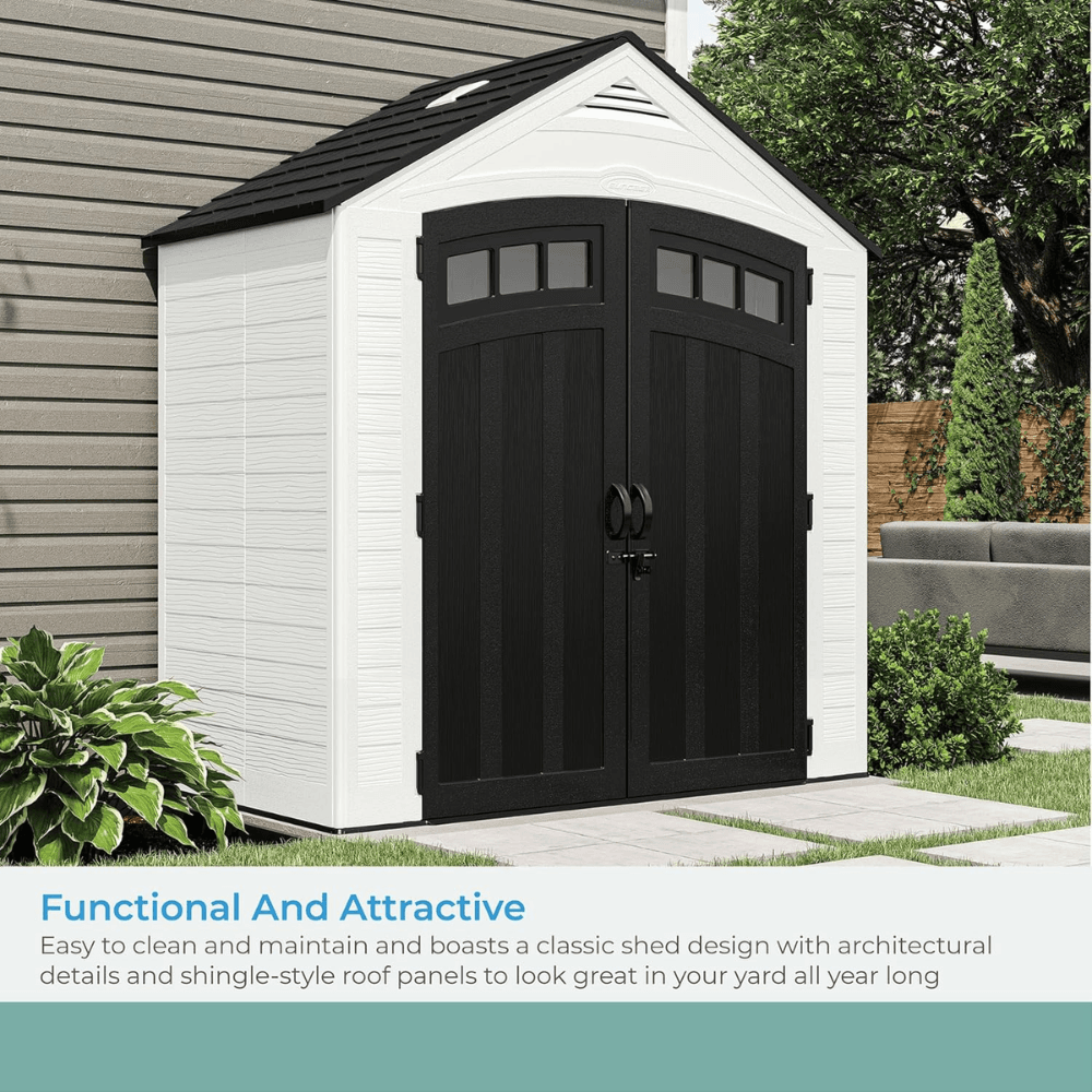 Suncast Vista 7 ft. x 4 ft. Resin Standard Modern Storage Shed with Floor Kit
