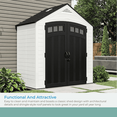 Suncast Vista 7 ft. x 4 ft. Resin Standard Modern Storage Shed with Floor Kit